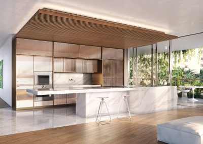 3D rendering sample of a modern kitchen design at Monad Terrace condo.
