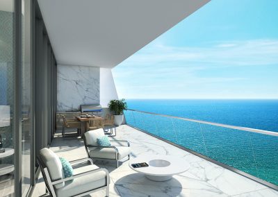 3D rendering sample of a terrace at Turnberry Ocean Club condo.